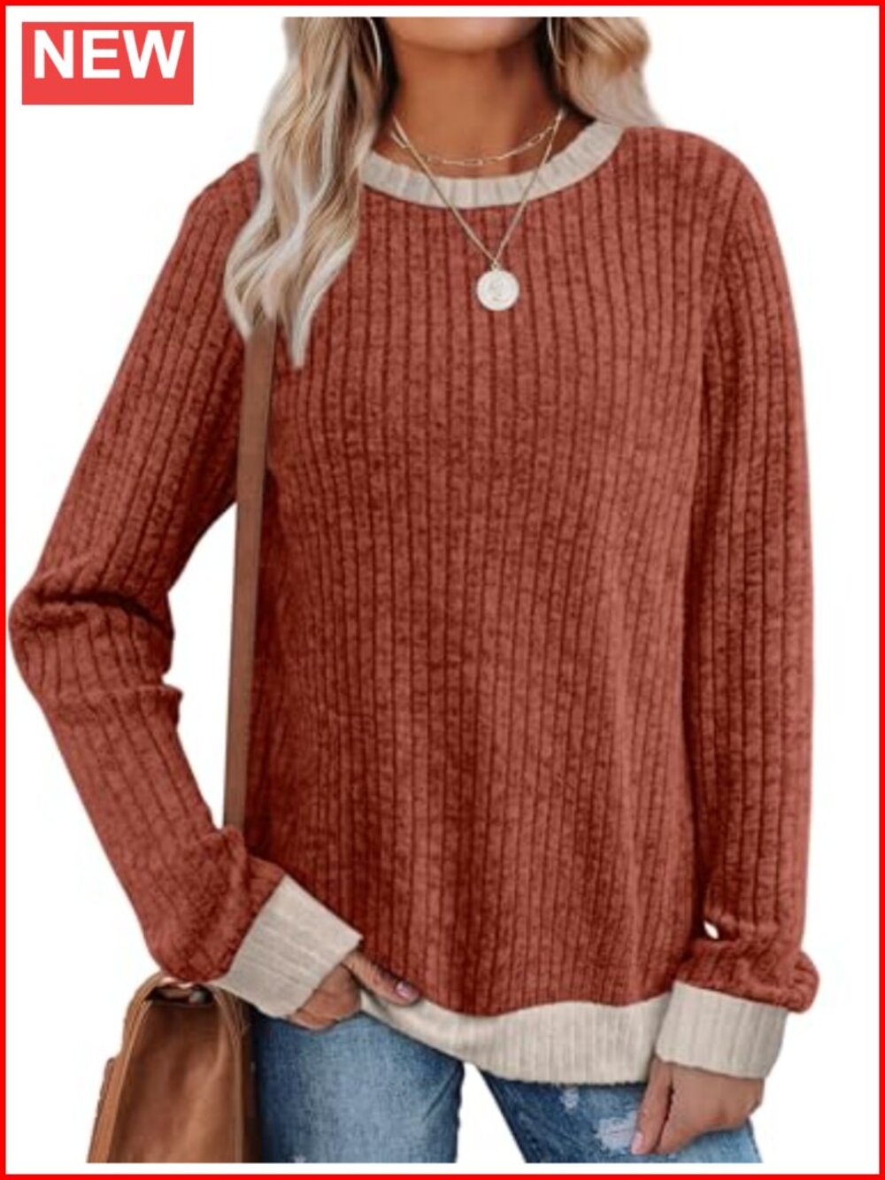 Womens Tunic Sweater Long Sleeve Loose Fit Pullover Casual Top